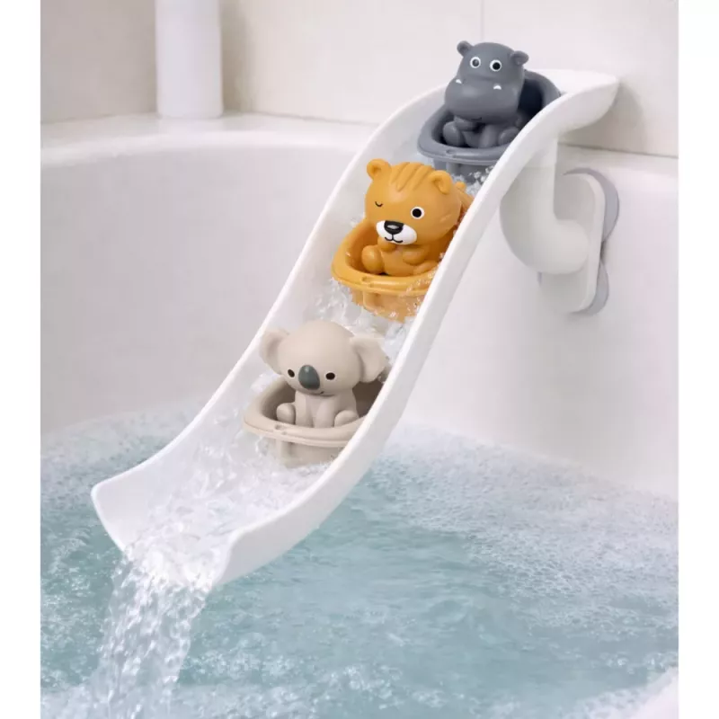 LEAN TOYS Conjunto de brinquedos de banho animais em barcos escorrega 11 peças