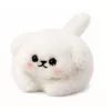 LEAN TOYS Porta-chaves de peluche cão branco com cauda a abanar e som de guincho 9 cm