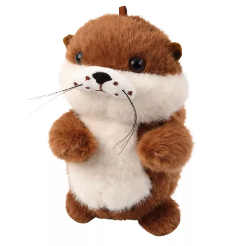 LEAN TOYS Lontra de peluche com cauda a abanar e sons de guincho porta-chaves 12,5 cm