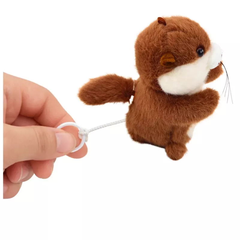 LEAN TOYS Lontra de peluche com cauda a abanar e sons de guincho porta-chaves 12,5 cm
