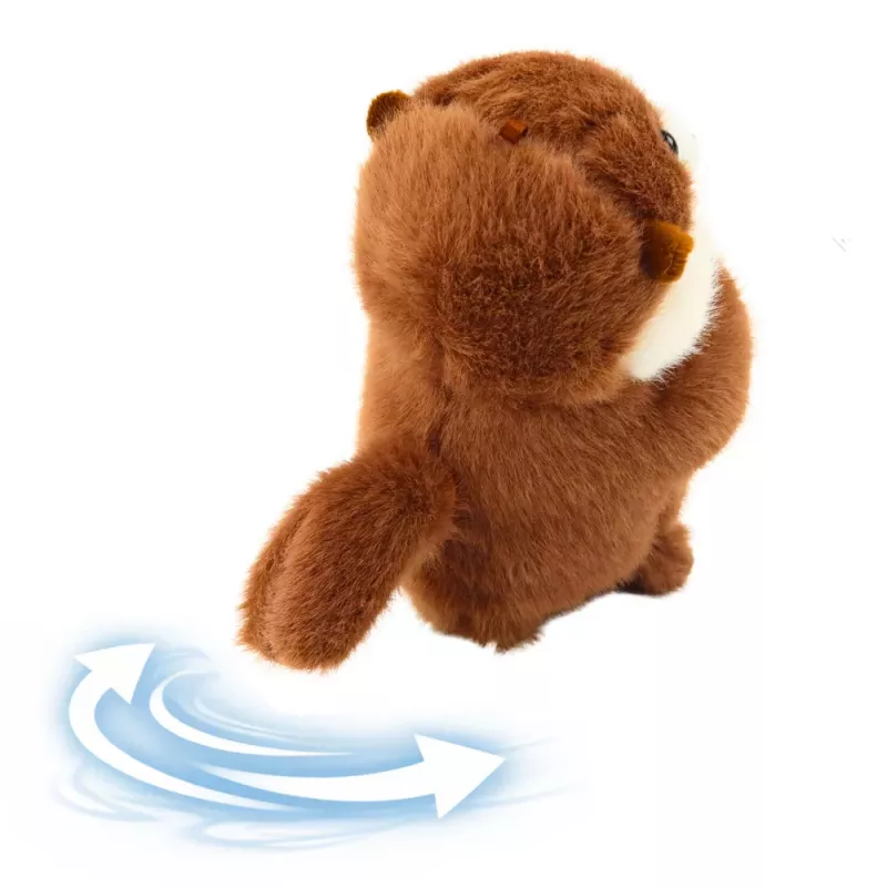 LEAN TOYS Lontra de peluche com cauda a abanar e sons de guincho porta-chaves 12,5 cm