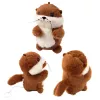 LEAN TOYS Lontra de peluche com cauda a abanar e sons de guincho porta-chaves 12,5 cm
