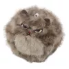 LEAN TOYS Porta-chaves de peluche gatinho castanho com cauda a abanar e som de guincho, 9 cm