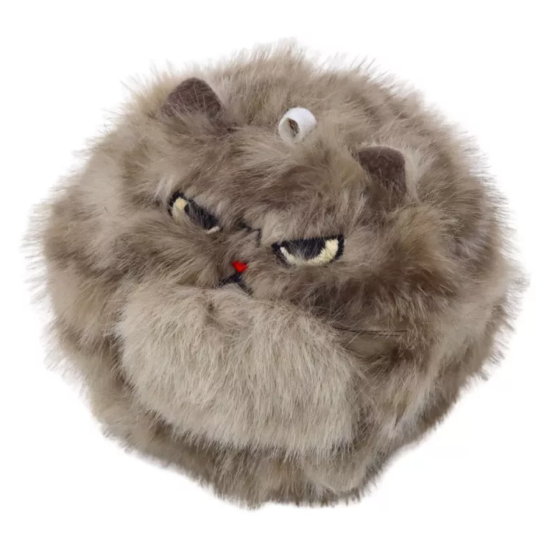 LEAN TOYS Porta-chaves de peluche gatinho castanho com cauda a abanar e som de guincho, 9 cm