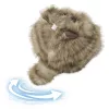 LEAN TOYS Porta-chaves de peluche gatinho castanho com cauda a abanar e som de guincho, 9 cm