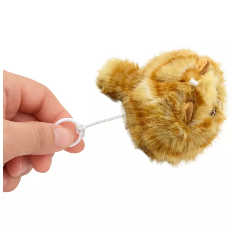 LEAN TOYS Gatinho de peluche com cauda a abanar e som de guincho porta-chaves 9 cm