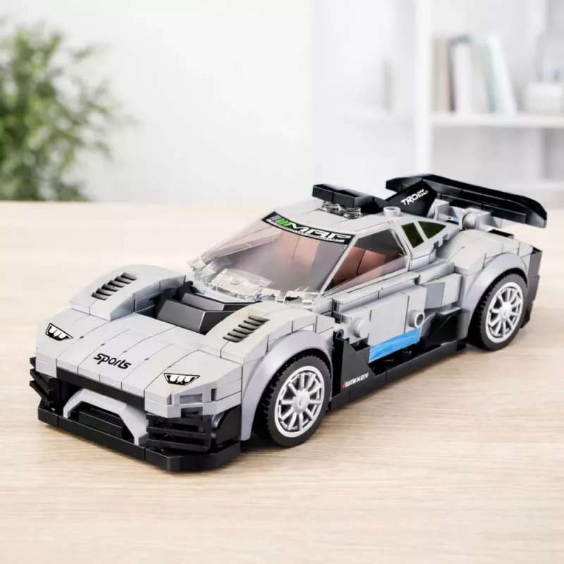 LEAN TOYS Blocos de construção carro de corrida robô 2 em 1 branco 320 peças
