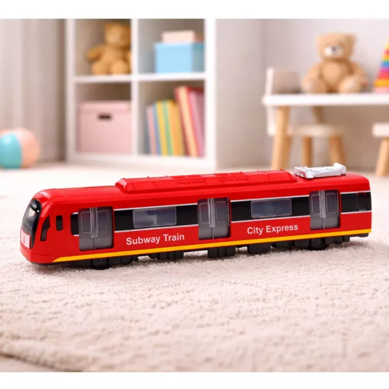 LEAN TOYS Comboio metro City Express com portas, luz e som, vermelho