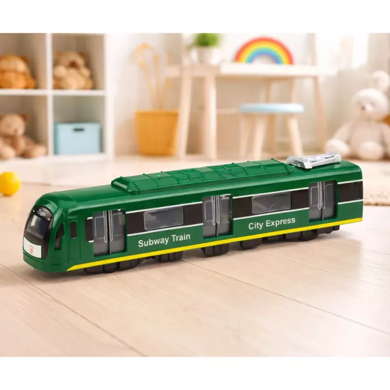LEAN TOYS Comboio metro City Express com portas de abrir, luzes e sons, verde