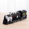 LEAN TOYS Locomotiva clássica sensor de obstáculos fumo luz som preto