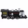 LEAN TOYS Locomotiva clássica sensor de obstáculos fumo luz som preto