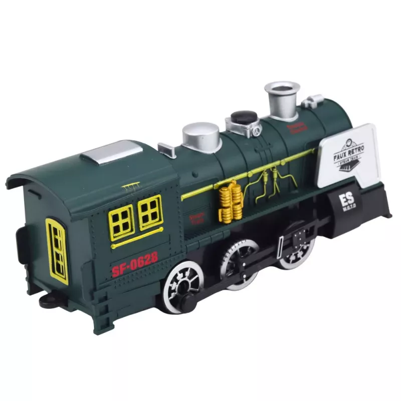 LEAN TOYS Locomotiva clássica sensor de obstáculos fumo luz som verde