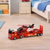 LEAN TOYS Conjunto de resgate dos bombeiros com carro de bombeiros, reboque, helicóptero, carro, luz e som