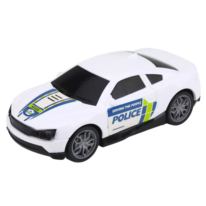 LEAN TOYS Conjunto camião de polícia reboque carro helicóptero luzes som