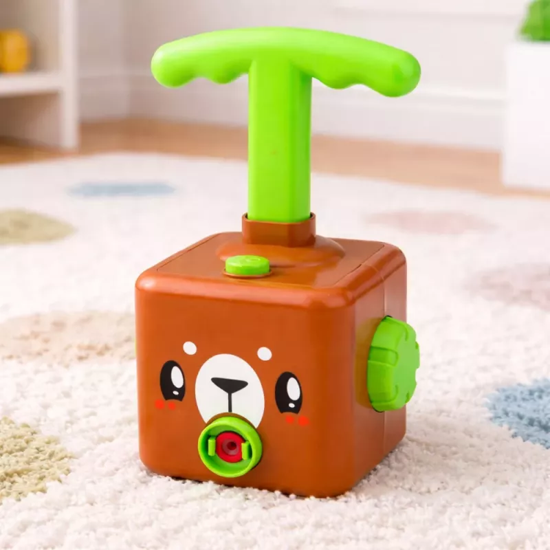 LEAN TOYS Conjunto de brincar com lançador de balões, carros e urso de peluche para crianças