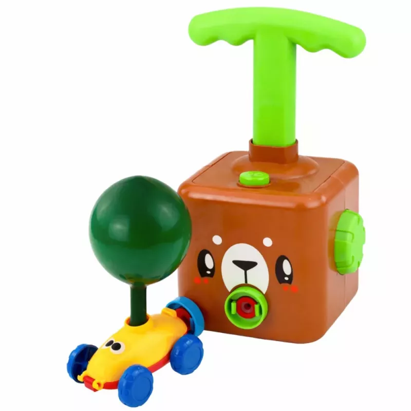 LEAN TOYS Conjunto de brincar com lançador de balões, carros e urso de peluche para crianças