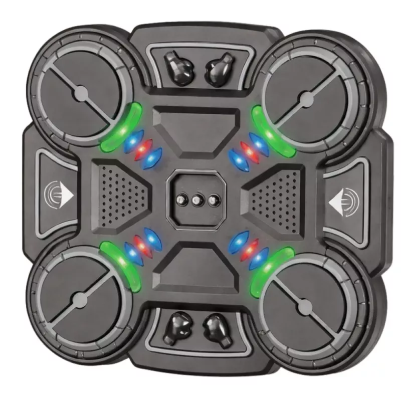 LEAN TOYS Placa interativa de treino de boxe com música e luzes LED, 3 níveis, preto