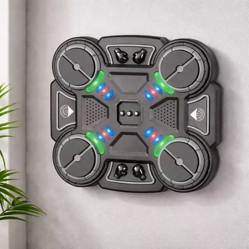 LEAN TOYS Placa interativa de treino de boxe com música e luzes LED, 3 níveis, preto