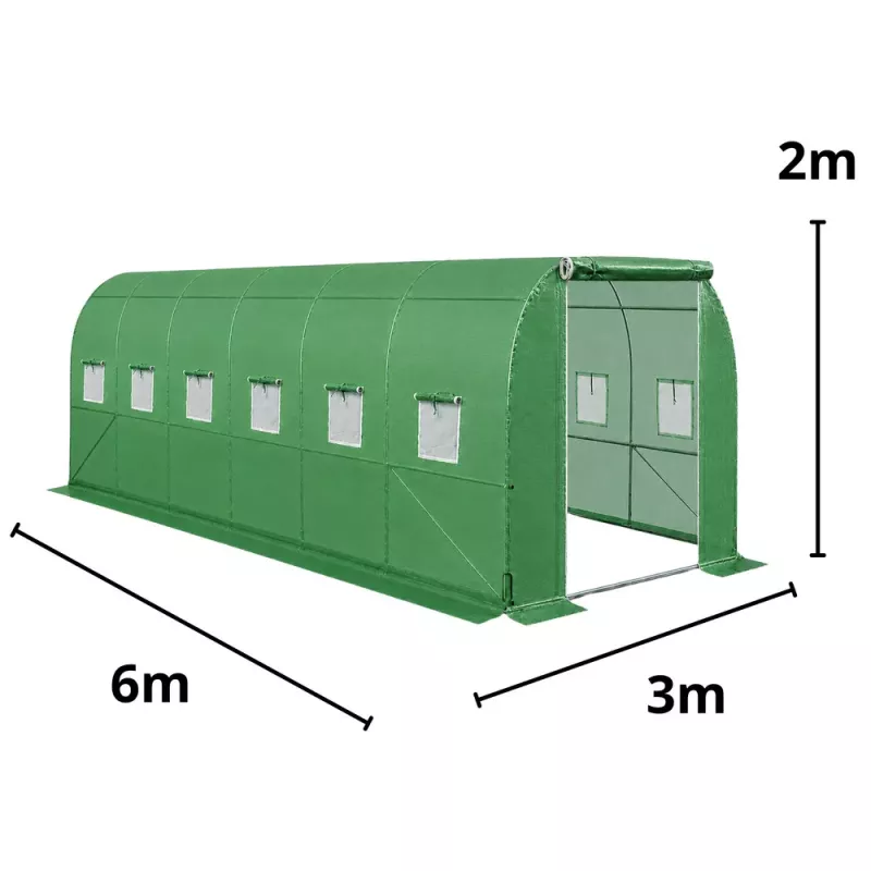 LEAN Túnel de plástico para jardim Estufa para hortícolas PRO Estrutura 25MM 6x3x2M 18M²
