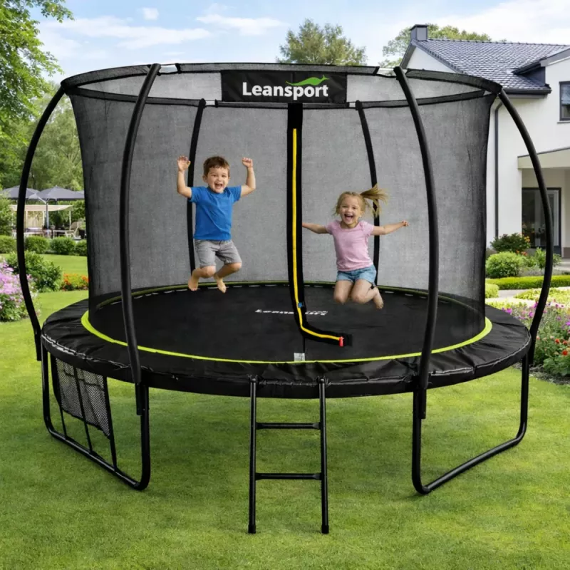 LEAN SPORT LEAN Trampolim de jardim com rede interior preto e verde 183CM 6FT