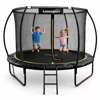 LEAN Sport Trampolim de jardim com rede interior preto e verde 305CM 10FT