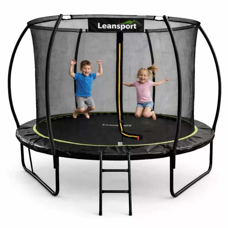LEAN Sport Trampolim de jardim com rede interior preto e verde 305CM 10FT