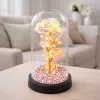LEAN Rosa eterna em campânula de vidro com iluminação LED de cristal, 21,5 x 11 cm