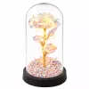 LEAN Rosa eterna em campânula de vidro com iluminação LED de cristal, 21,5 x 11 cm