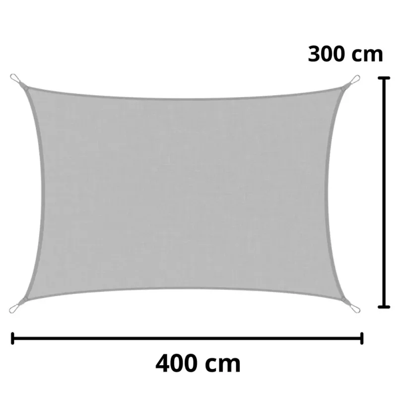 LEAN Vela de sombra retangular para jardim, impermeável, cinzenta, 300x400 cm