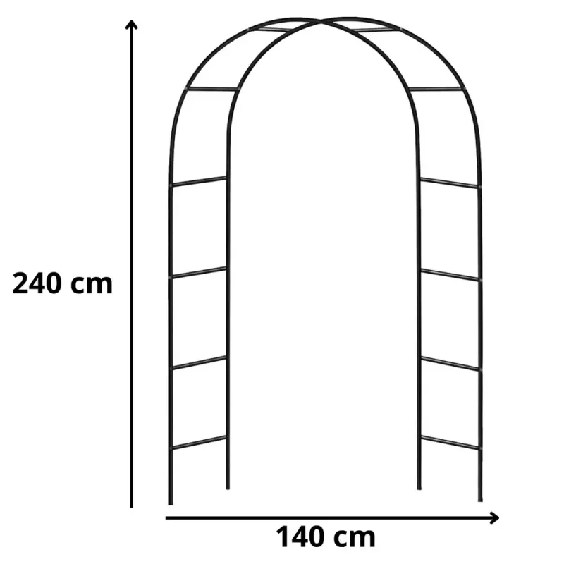 LEAN Pérgula de metal para jardim, para plantas trepadeiras, arco, 240x140 cm