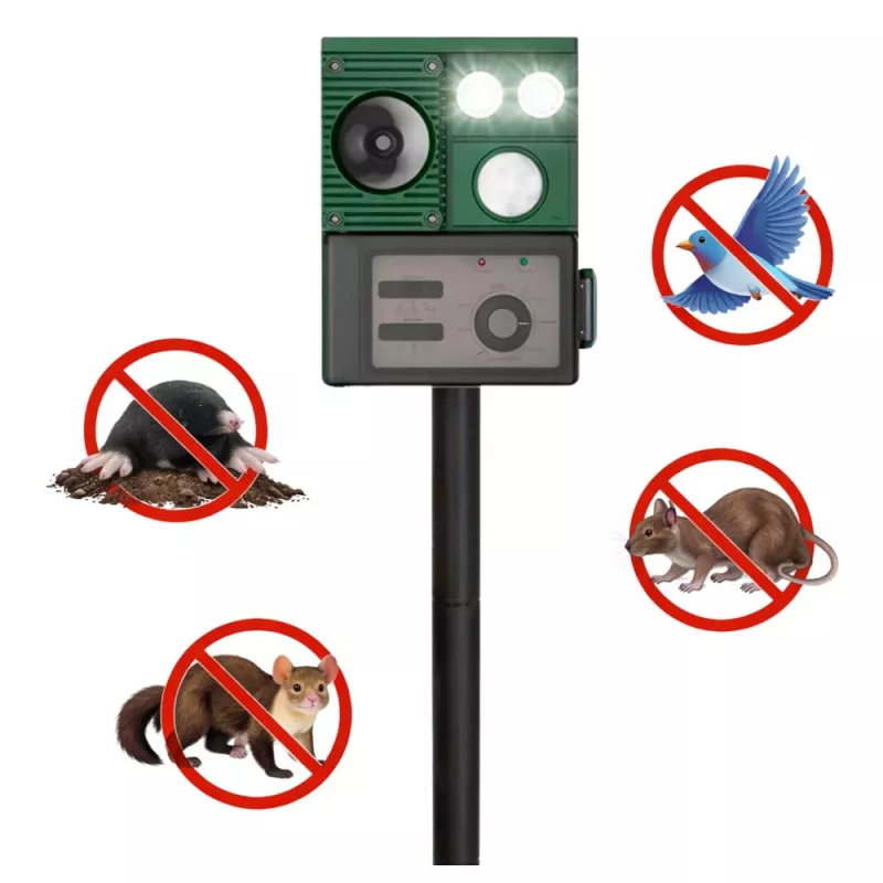 LEAN Repelente solar de animais com sensor de movimento, ultrassons e díodos LED