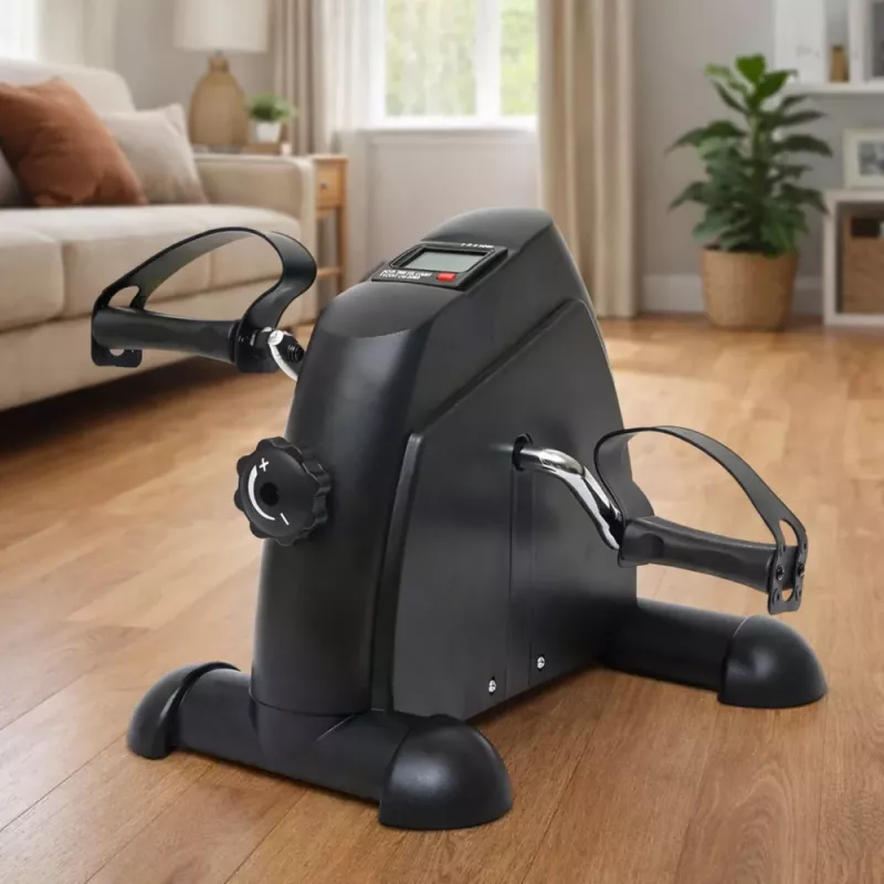 LEAN Bicicleta de exercício mini, rotor de reabilitação 2 em 1, ecrã LCD, preta