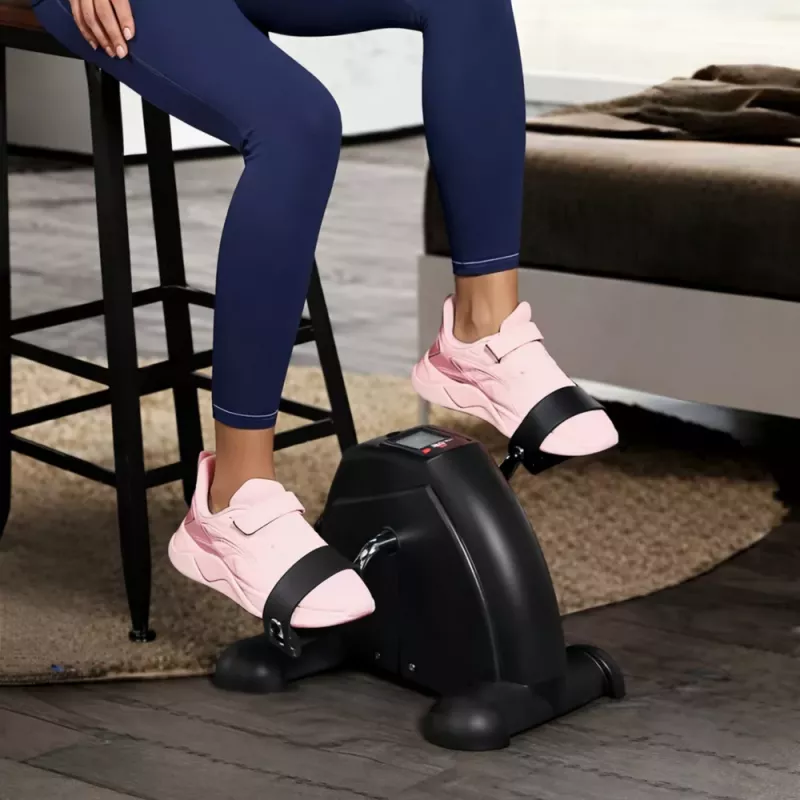 LEAN Bicicleta de exercício mini, rotor de reabilitação 2 em 1, ecrã LCD, preta