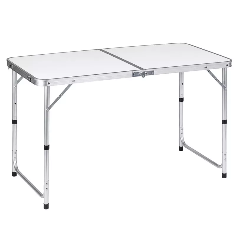 Mesa de campismo dobrável LEAN com sistema de mala de altura ajustável, branco