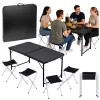Conjunto de móveis de campismo LEAN mesa dobrável 4 bancos preto mala
