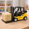 LEAN TOYS empilhador com garfos metálicos motorizados para mover paletes e caixas, amarelo