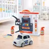 LEAN TOYS carro de polícia interativo com posto de combustível, luz, som e fumo