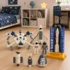 LEAN TOYS estação espacial foguetão vaivém satélites cosmonautas luzes