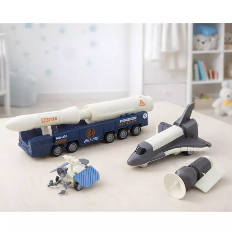 LEAN TOYS conjunto espacial foguetão vaivém satélite veículo de transporte