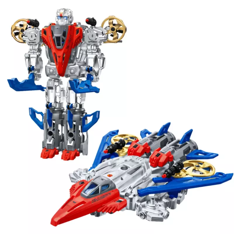 LEAN TOYS robot Fighter Combat 2 em 1 luzes sons vermelho-azul 29 peças