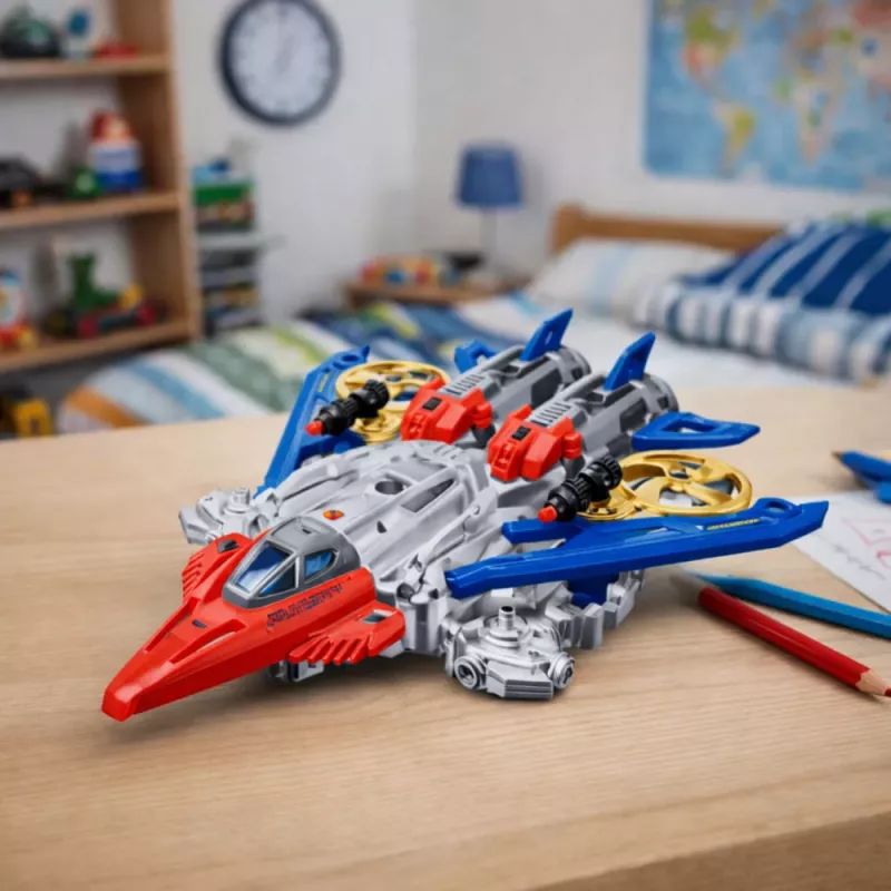 LEAN TOYS robot Fighter Combat 2 em 1 luzes sons vermelho-azul 29 peças