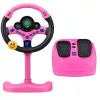 LEAN TOYS volante interativo com suporte e pedais, luzes, sons, rosa
