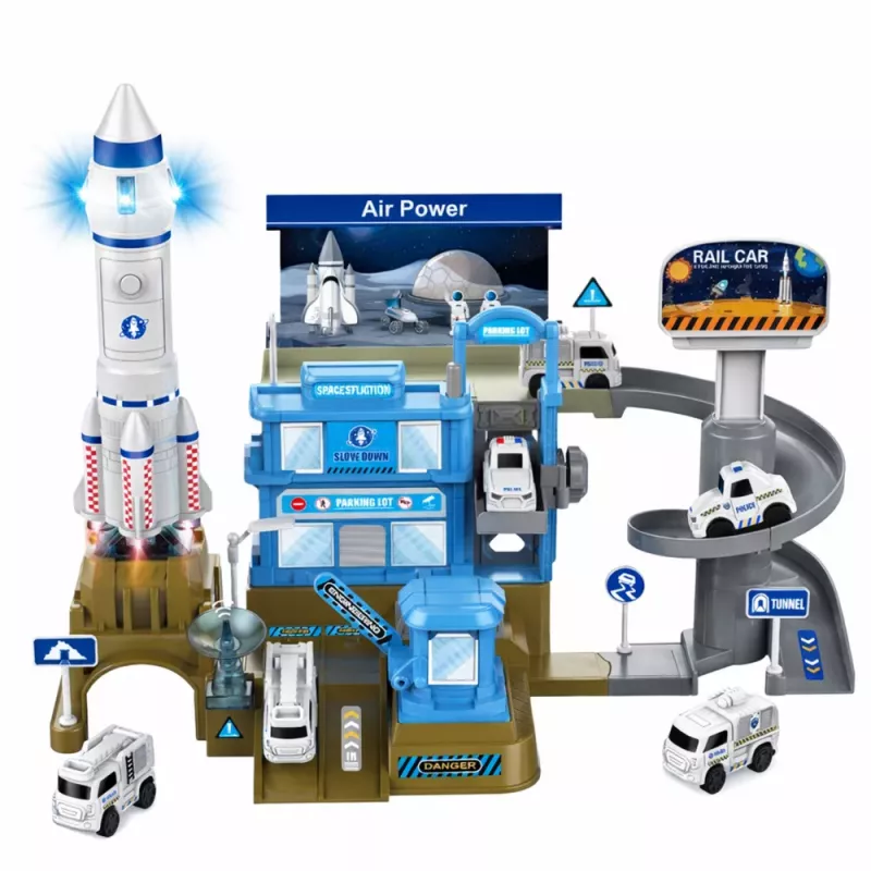 LEAN TOYS estação espacial interativa foguetão de estacionamento com luz e som
