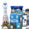 LEAN TOYS estação espacial interativa foguetão de estacionamento com luz e som