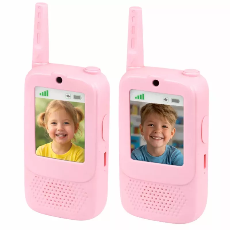 LEAN TOYS walkie talkies para crianças vídeo talk gravação câmara rosa