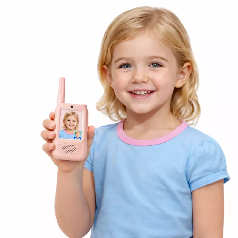 LEAN TOYS walkie talkies para crianças vídeo talk gravação câmara rosa