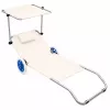 LEAN espreguiçadeira de praia com rodas, jardim, dobrável, toldo de alumínio, creme