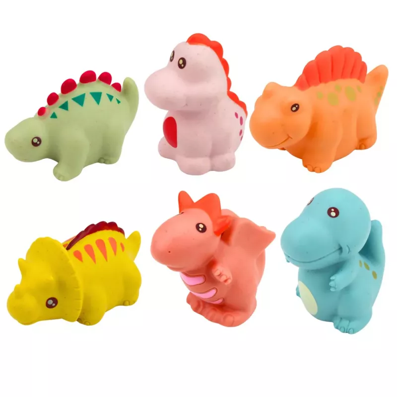 LEAN TOYS conjunto de dinossauros de borracha educativos para o banho, jogos pastel, 6 peças
