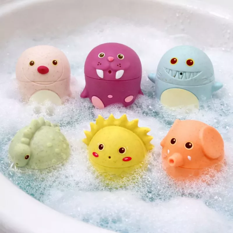 LEAN TOYS brinquedos de banho educativos figuras sensoriais de borracha pastel 6 peças
