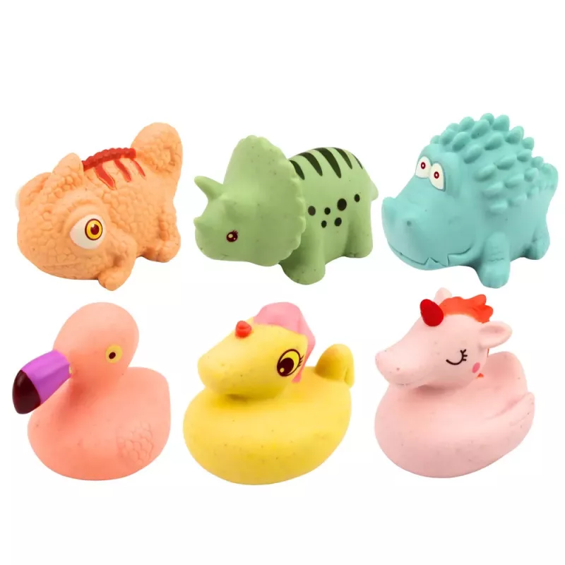 LEAN TOYS conjunto de animais de banho de borracha educativos, jogos pastel, 6 unid.